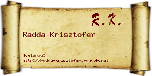 Radda Krisztofer névjegykártya